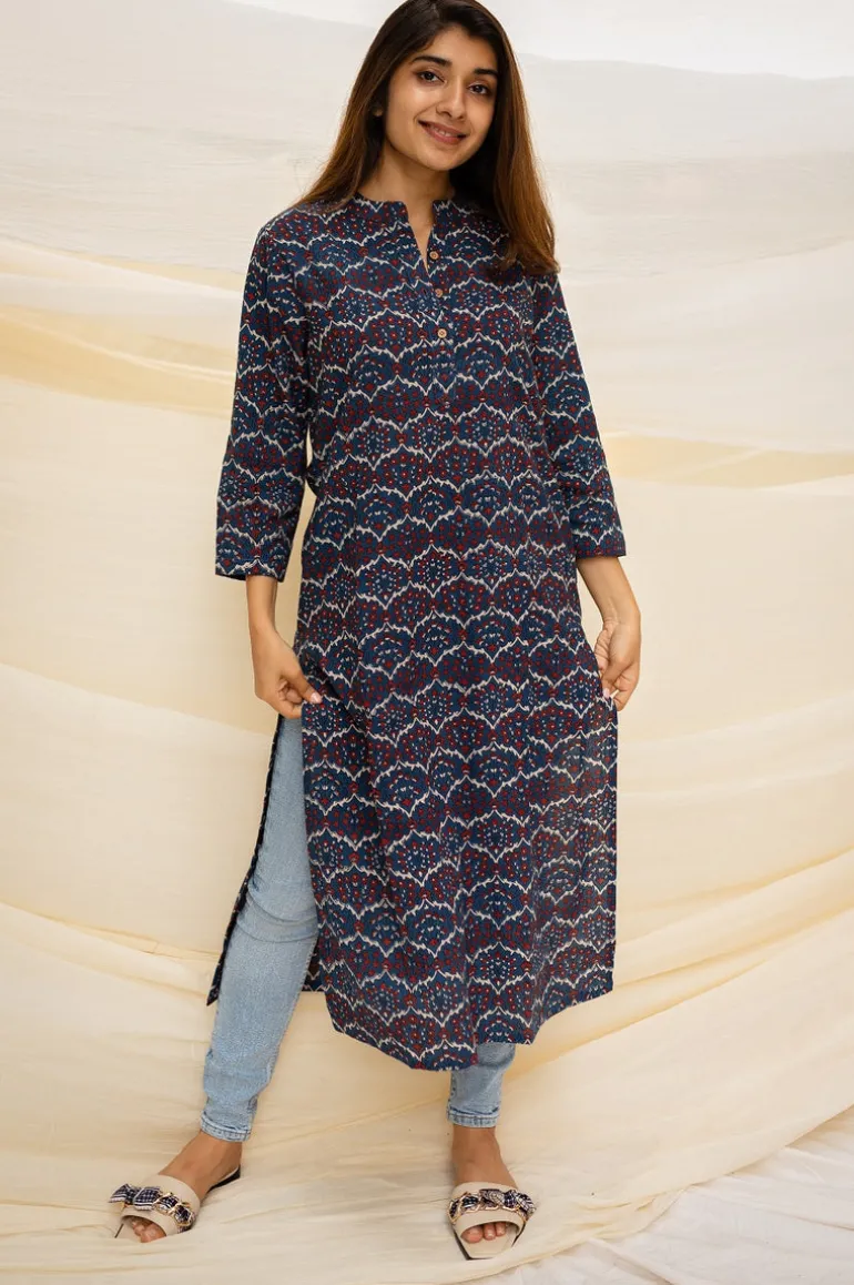 Mir Ajrakh Indigo Cotton Kurta