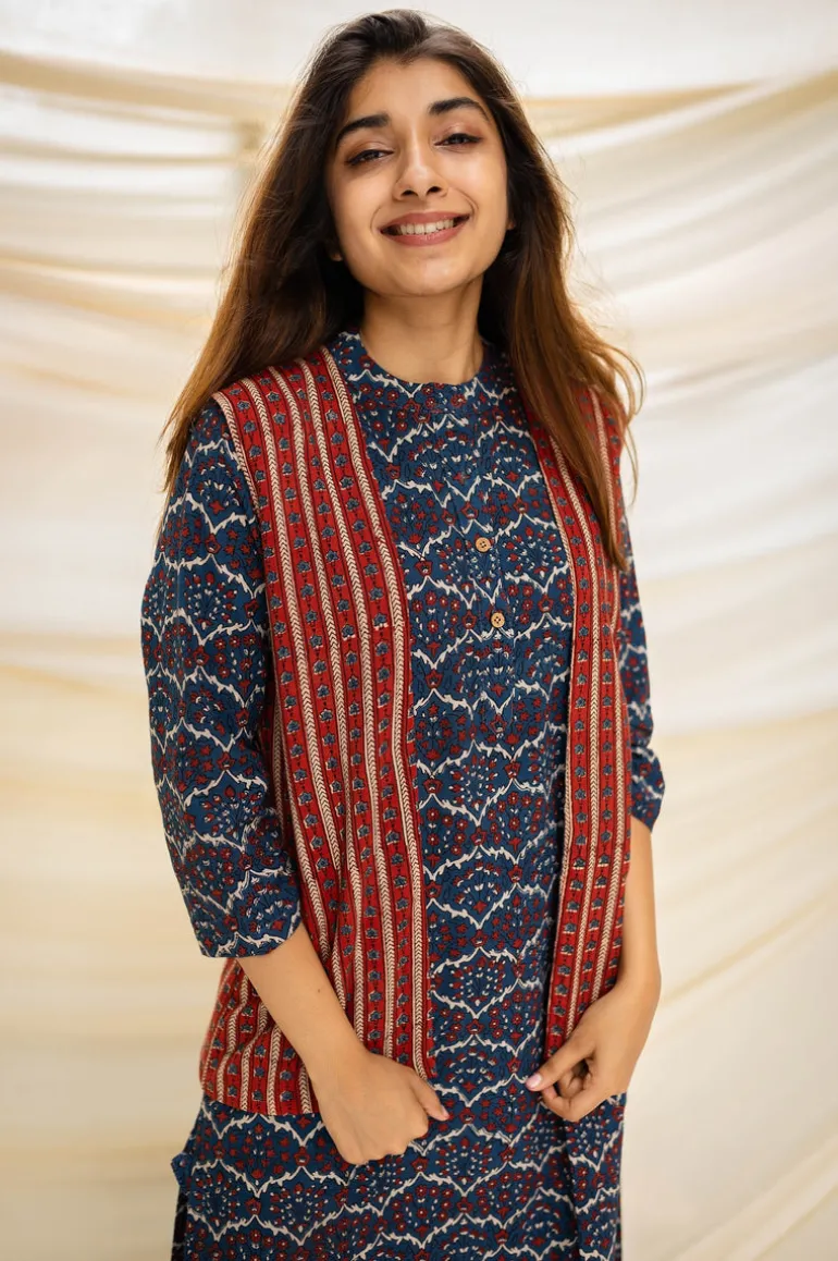 Mir Ajrakh Indigo Cotton Kurta