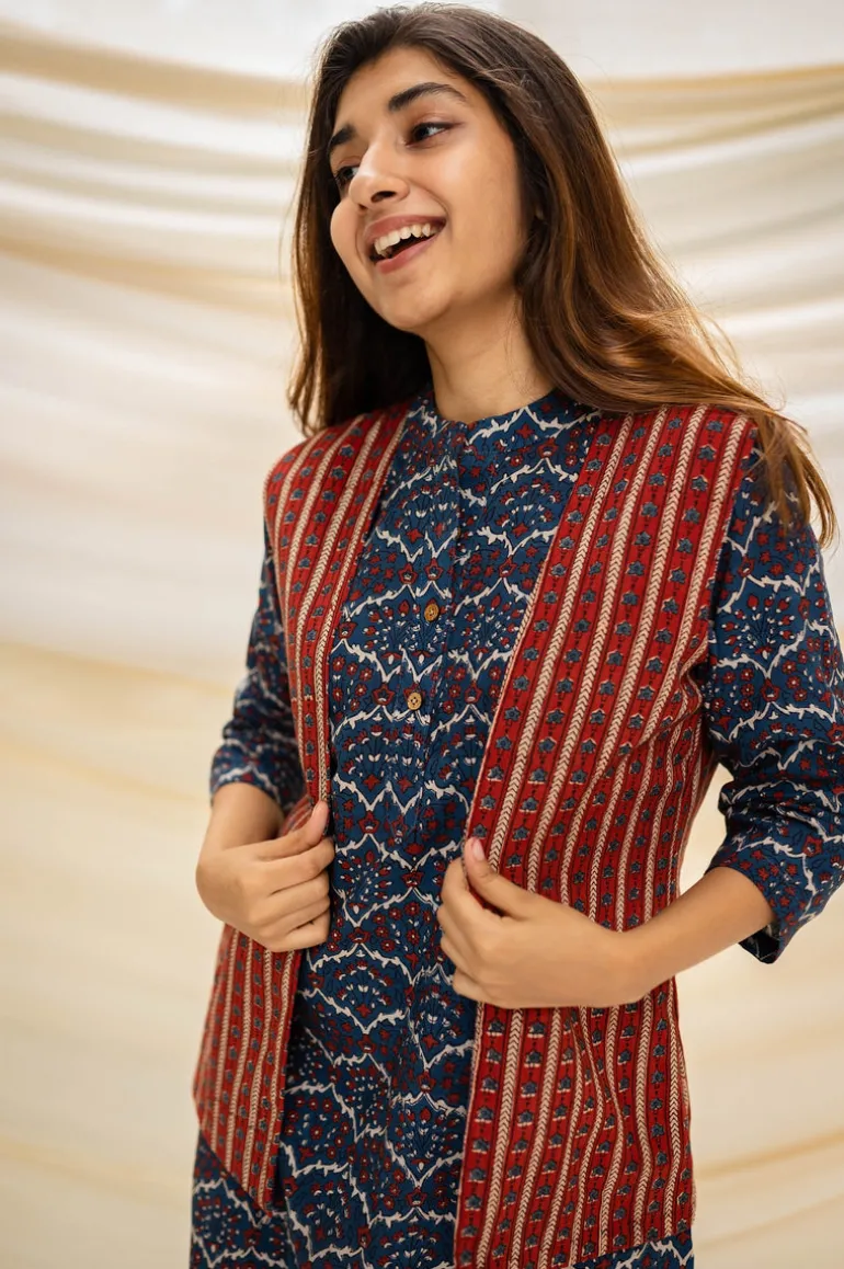 Mir Ajrakh Indigo Cotton Kurta