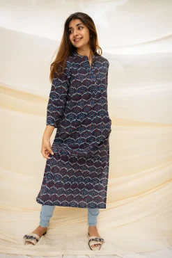 Mir Ajrakh Indigo Cotton Kurta