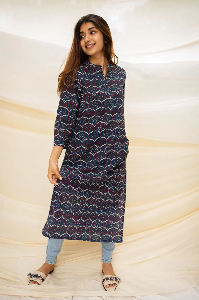 Mir Ajrakh Indigo Cotton Kurta