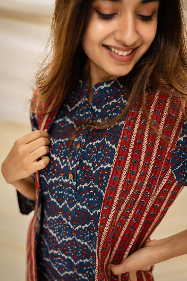 Mir Ajrakh Indigo Cotton Kurta
