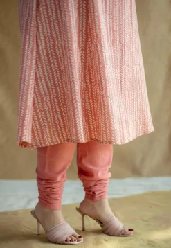 Miral Coral Solid Slub Cotton Churidar