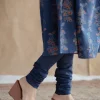 Miral Indigo Solid Slub Cotton Churidar