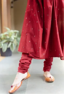 Miral Madder Solid Chanderi Silk Churidar