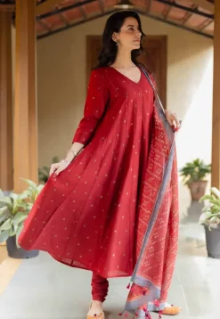 Miral Madder Solid Chanderi Silk Churidar