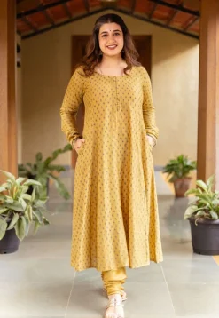 Miral Mustard Solid Chanderi Silk Churidar