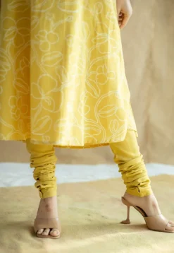 Miral Mustard Solid Slub Cotton Churidar