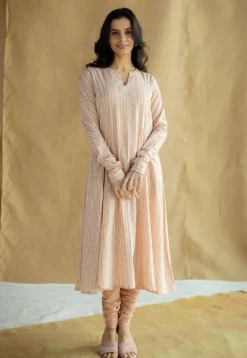 Miral Peach Solid Slub Cotton Churidar