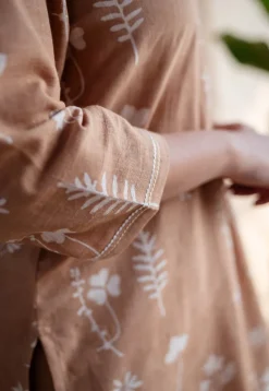 Mishel Dabu Slub Cotton Embroidered Top