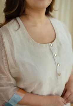 Mriga Chanderi Zari Stripe Jhabba Kali Kurta