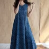 Nafrin Indigo Ajrakh Cotton A Line Dress