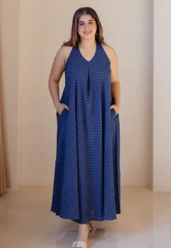 Naimat Indigo Dabu Cotton A Line Dress