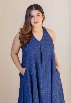 Naimat Indigo Dabu Cotton A Line Dress