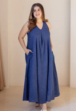 Naimat Indigo Dabu Cotton A Line Dress