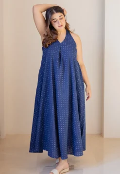 Naimat Indigo Dabu Cotton A Line Dress