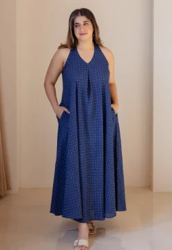 Naimat Indigo Dabu Cotton A Line Dress