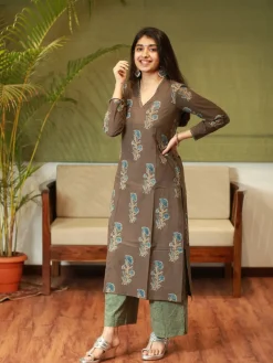 Nargis Ajrakh Brown Natural Dyed Kurta