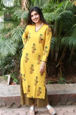 Nargis Ajrakh Mustard Natural Dyed Kurta