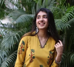 Nargis Ajrakh Mustard Natural Dyed Kurta