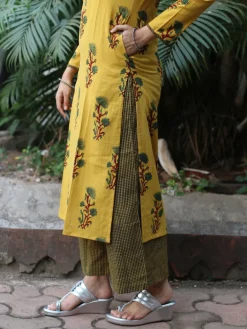 Nargis Ajrakh Mustard Natural Dyed Kurta