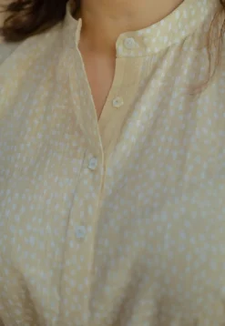 Nashwa Cream Hand Block Print Slub Cotton A Line Kurta
