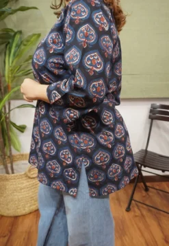 Navy Blue Jahota Cotton Top