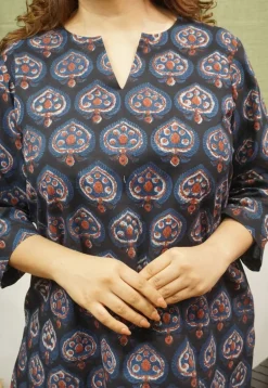 Navy Blue Jahota Cotton Top