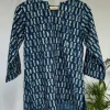 Navya Indigo Dabu Cotton Straight Short Top