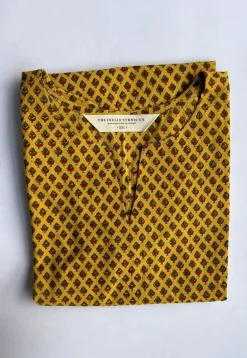 Navya Mustard Ajrakh Cotton Straight Short Top