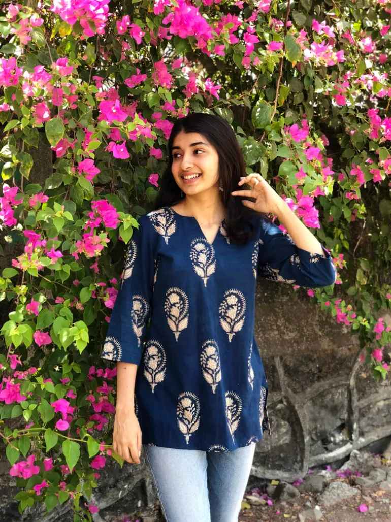 Neeti Indigo Boota Short Top