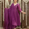 Nitara Purple Kali Chanderi Silk Gota Patti Kurta Set (Set of 3)