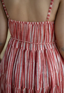 Nyara Red Batik MulMul Cotton A Line Dress