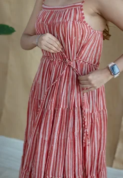 Nyara Red Batik MulMul Cotton A Line Dress