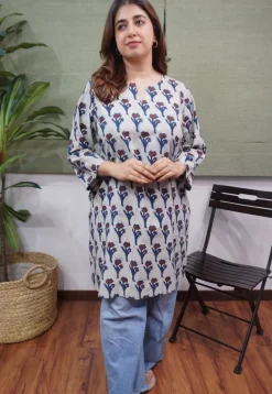 Off-White Ajrakh Cotton Kurta