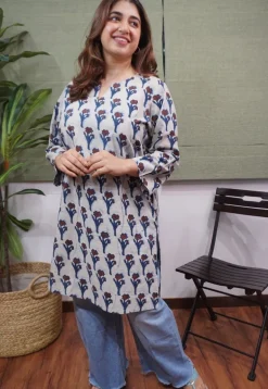 Off-White Ajrakh Cotton Kurta