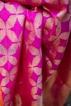 Pink Chanderi Pattu Full Jaal Work Saree