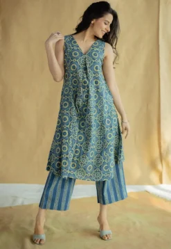 Raahi Indigo Ajrakh Cotton A Line Kurta