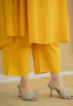 Raahi Mustard Solid Kala Cotton A Line Kurta