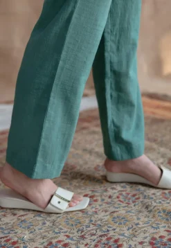 Rahea Slub Cotton Straight Pant