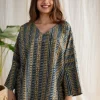 Ranim Ajrakh Cotton Hand Embroidered Top