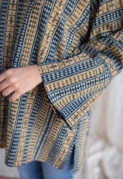 Ranim Ajrakh Cotton Hand Embroidered Top