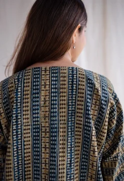 Ranim Ajrakh Cotton Hand Embroidered Top