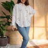 Rayia Dabu Slub Cotton Hand Embroidered Top