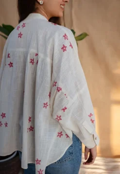 Rayia Dabu Slub Cotton Hand Embroidered Top