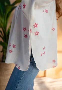 Rayia Dabu Slub Cotton Hand Embroidered Top
