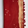 Red Ajrakh Handblock Printed MulMul Saree