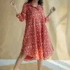 Ridah Coral Batik MulMul Cotton Loose Dress
