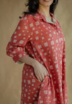 Ridah Coral Batik MulMul Cotton Loose Dress