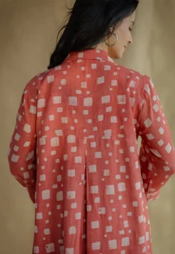 Ridah Coral Batik MulMul Cotton Loose Dress